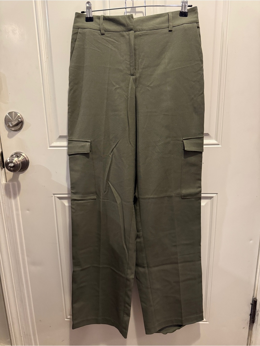 NA-KD Olive Cargo Trousers with Utility Pockets Size 34
